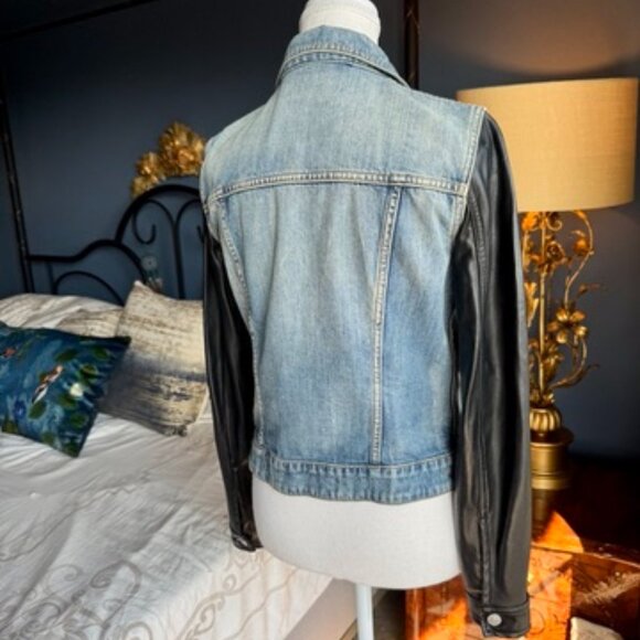 Talula Aritzia Denim and Vegan Leather Jacket - Picture 7 of 12